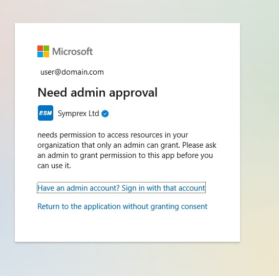 Email Signature Manager agent error message requiring admin approval for Exchange Web Services
